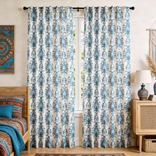 Boho Linen Curtains 63 Inch Length, Farmhouse Curtains for Living Room 2 Pane...