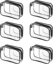 6 Packs Clear Cosmetics Bags for Women Men Waterproof Toiletry Bags PVC Makeup B