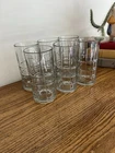 Vintage Anchor Hocking Tartan Clear Glass Tumbler Set Of 6
