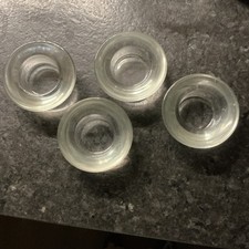  4 Clear Heavy Glass Tea Light Candle Holders Round 1 Inch High 3 Inches Wide