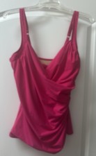 MIraclesuit V-Neck Tankini Top Hot Pink Lined w/ Built in Bra Cups