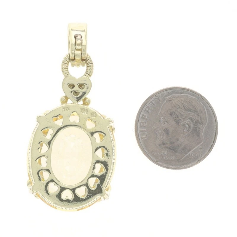 Pingente Judith Ripka cristal canário realçador de diamante ouro amarelo 18k oval 0,20 ctw - Imagem 3 de 4