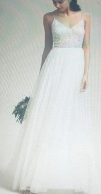 Adrianna Papell Violetta Ivory Pink Beaded Bodice Tulle Wedding Prom Dress NWT 8 - Image 2 of 4