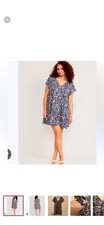 Floral V-Neck Short Sleeve Tie Back A-Line Dress