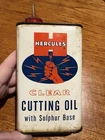 VINTAGE HERCULES CUTTING OIL ONE PINT CAN TIN SIGN GARAGE OILER LIGHTNING NY