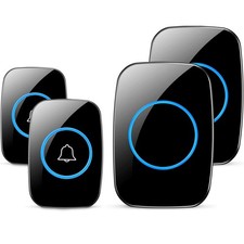 Wireless Doorbell, Waterproof Door Bell Kit, Distinguish Front and Rear Doors...