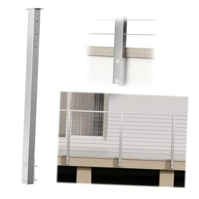 Brushed Side Mount Cable Railing Post Level Drilled PF02 LH4S Level post 36''