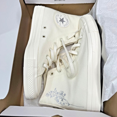 All Star Converse Chuck Taylor Hi Beige Silber Blumen Damen Gr. 4UK A07662C