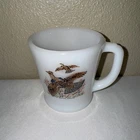 Vtg Fire King Ruffed Grouse White Milk Glass Mug Made In USA 3.25”