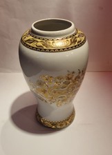 Deckelvase Goldblüte Ming Collection Vase Porzellan Blumen Dekor Neu Handarbeit