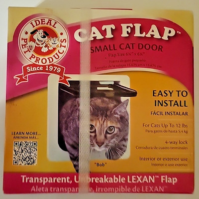 Ideal Pet Products Cat Flap Small Door 6 1/4'' x 6 1/4'' White Puerta Gato Pequeno