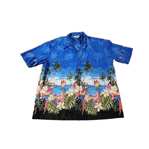 Pacific Legend Parrot Hawaiian Shirt For Men - Black With Jungle Birds, 100% Cotton - View #9