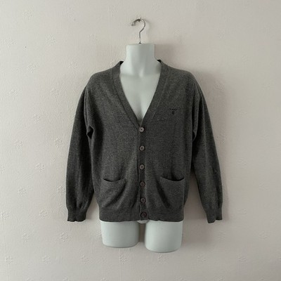 GANT 100% LAMBSWOOL CARDIGAN - M - GREY - KNIT