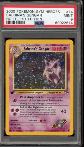 Pokemon Sabrina's Gengar Gym Heroes 1st Edition Holo Rare #14 PSA 9 Mint
