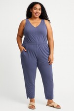 NWT Athleta 20 1X Medieval Violet Brooklyn Textured Jumpsuit Jumper 981034