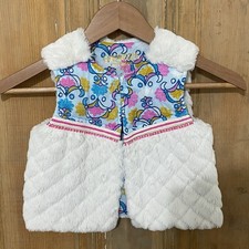 Girls Genuine Oshkosh 5T Faux White Fur Vest Boho Trim Lined Cozy Scandinavian