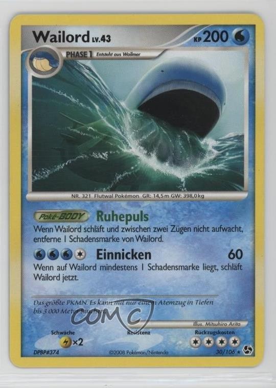 Wailord German Pokémon Diamond & Pearl Great Encounters #30 2008
