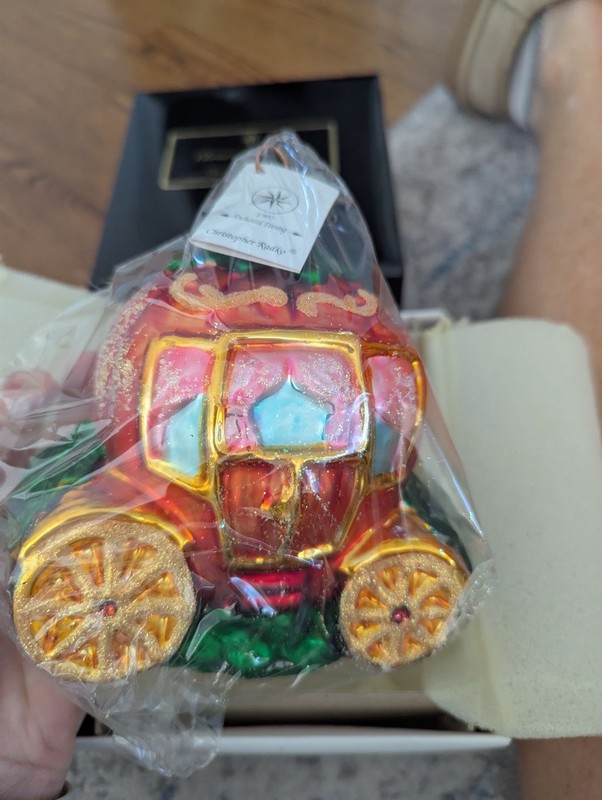 Christopher Radko Enchanted Evening Glass Christmas Ornament Coach Carriage