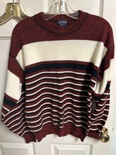 Par Four Acrylic 70s 80s Long Sleeve, Sweater Golf Red Striped Hipster Med VNT