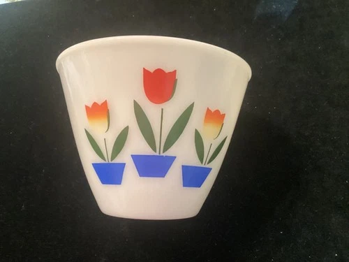 Vtg FIRE KING Oven Ware TULIPS Nesting Mixing Bowl SMALL 5.5" x 4.5" - EXCELLENT