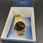 VTG Seiko Watch Mens Day Date Black Dial w box & instructions Needs New Battery