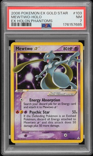 2006 POKEMON EX HOLON PHANTOMS GOLD STAR #103 MEWTWO-HOLO PSA 7