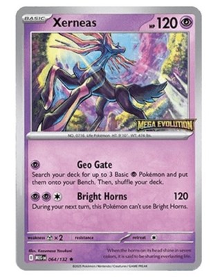 Pokemon Xerneas 064/132 MEGA EVOLUTION Stamped Holo Promo - New & OVP Sealed
