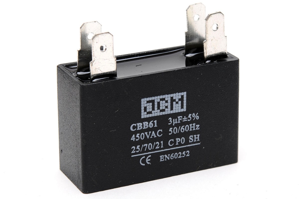 CBB61 450V 3uF Ceiling Fan Motor Running Capacitor | Rectangle, 2-Wire