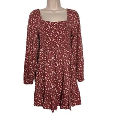 AriZona Dress Women's Medium Off Shoulder Floral Peasant Cottagecore Long Sleeve