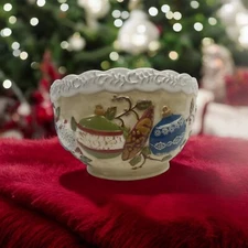Home Trends - Natural Holiday Collections Round Serving Bowl Nature Christmas 