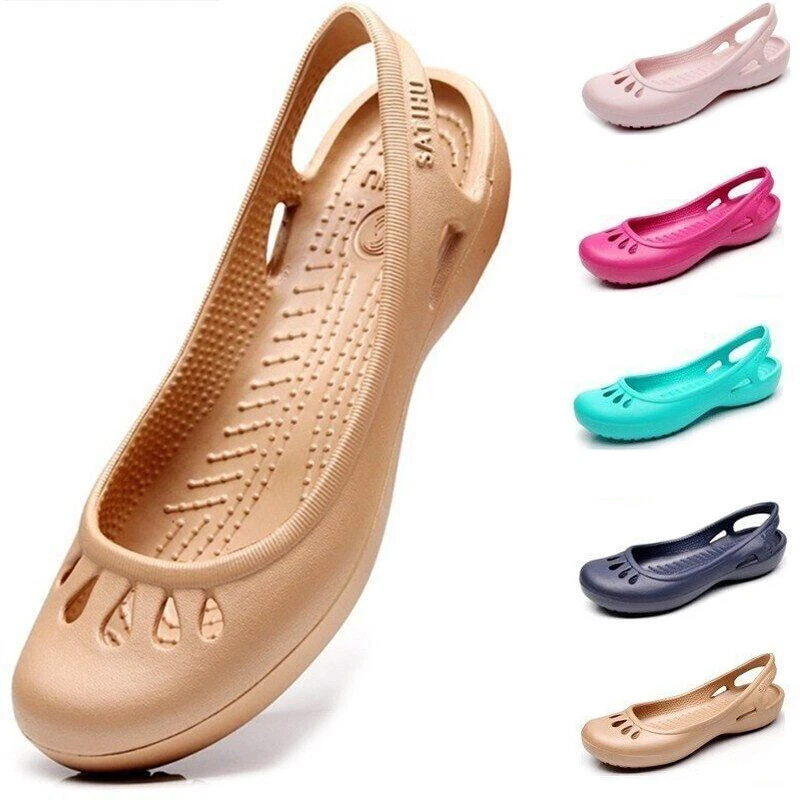 Hot Summer Nurse Shoes Flat-heeled Hole Shoes Closed Toe Sandals Plastic Sandals - Image 2 of 4