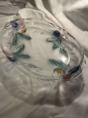 Luminarc Glass Serving Platter Dish Chestnuts Embossed Arcoroc 15.5 x10  FRANCE