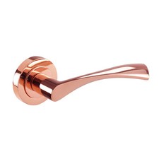 Rose Gold Door Handles on Rose with Winged Shaped Lever