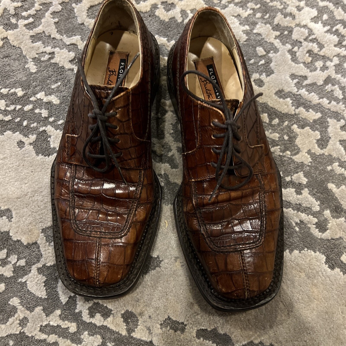 Florsheim Barletta Leather Alligator Dress Shoes Laces Brown Size