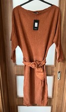 Fasion Nova Dolman Craze Belted Midi Dress , Cognac - Size M , BNWT