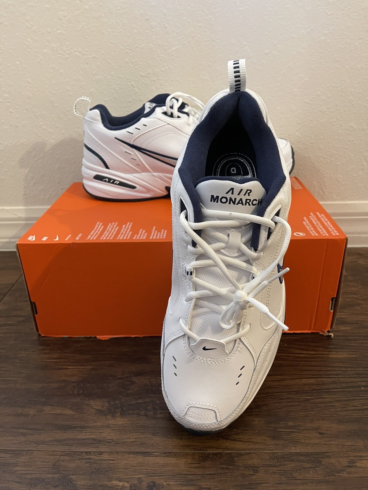 Nike Air Monarch IV White/Blue Mens Sneakers Size 13 415445102 eBay