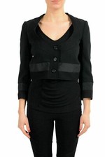 Just Cavalli Black Button Down Cropped Women's Blazer US S IT 40