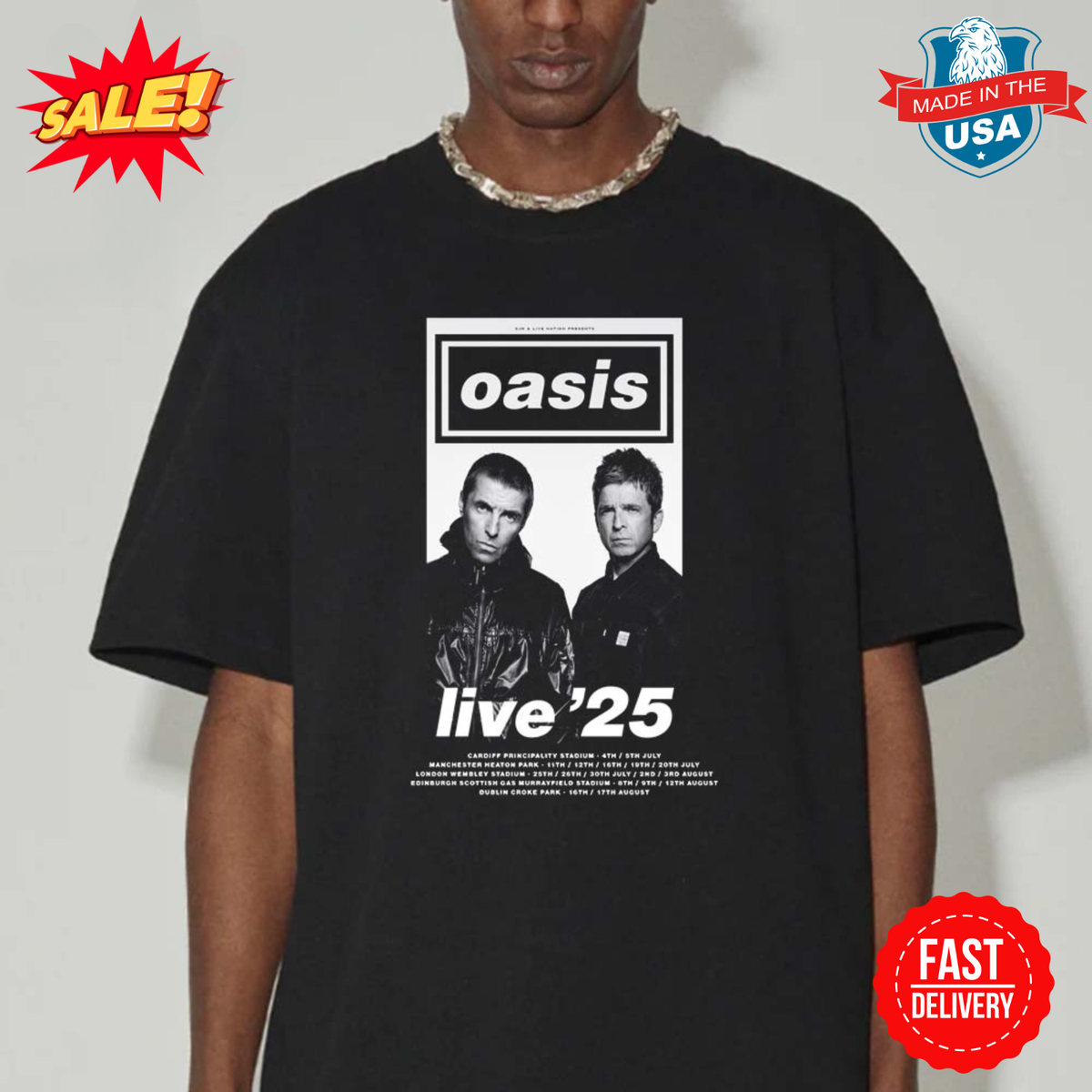 Oasis Live 25 Tour 2025 Dates Schedule Calendar Classic T-Shirt | eBay 