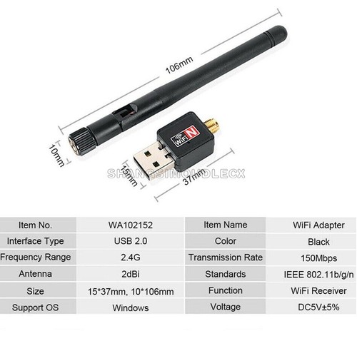 Mini 150Mbps USB WiFi Wireless Adapter Dongle LAN Card 802.11n/g/b w/Antenna NEW - Bild 7 von 7
