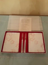 Cloisonné Plate Set of 2 Plates with Forks - Plum Blossom Design, 12.5cm, Used