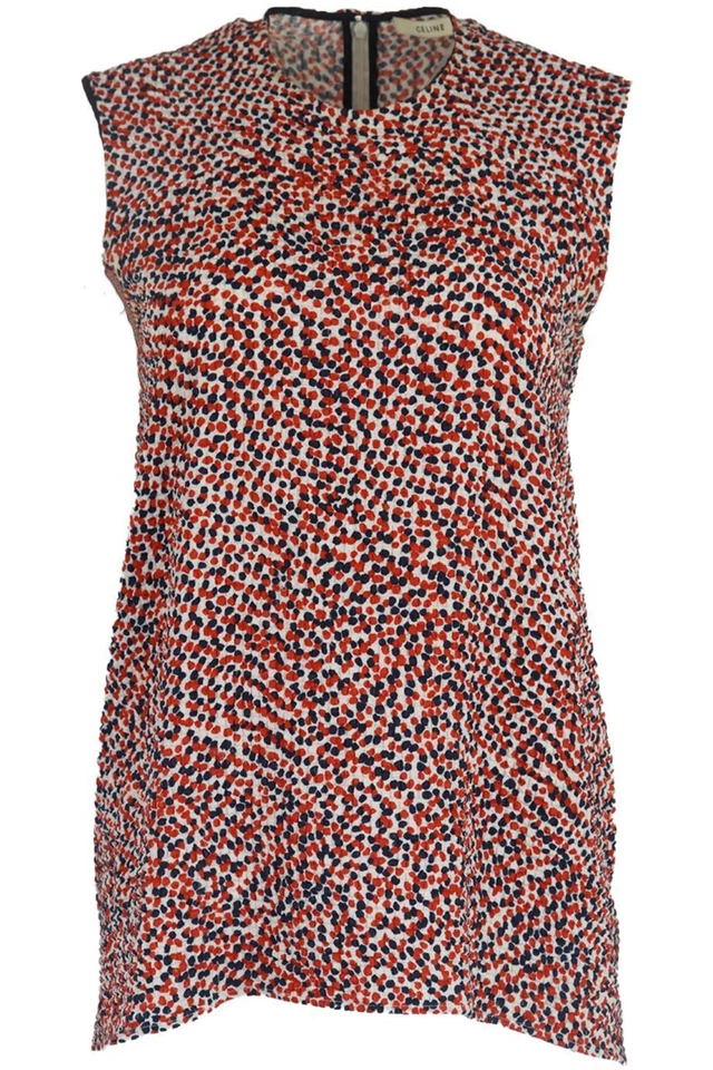 CELINE PRINTED SILK BLEND TOP FR 36 UK 8
