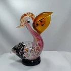 Murano Style Blown Art Glass Pelican Sculpture Fish in Mouth ~ 7" Tall
