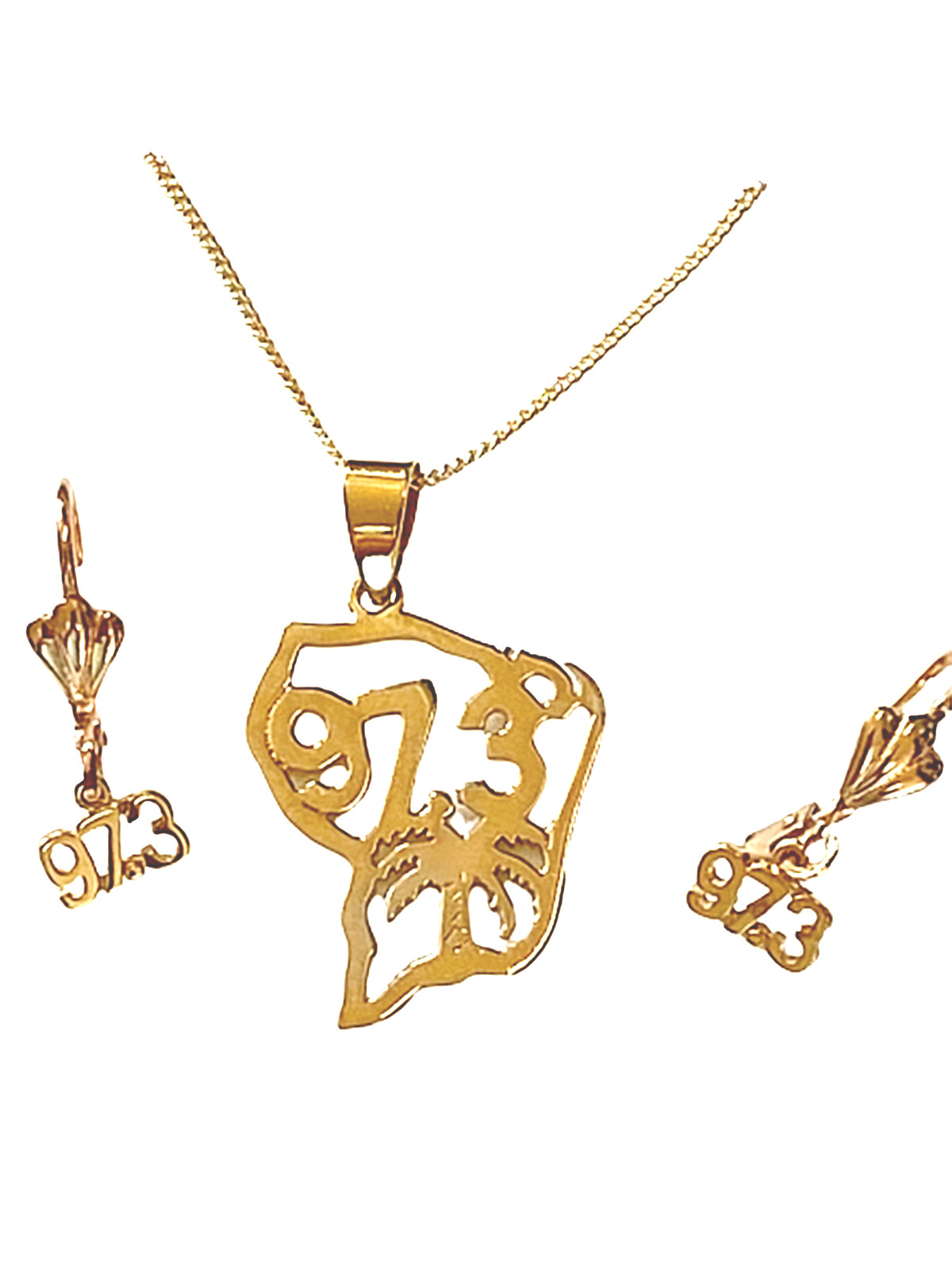 Parure en plaqué or Guyane collier et boucles d'oreilles pour femme