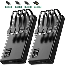 66W 400000mAh Power Bank Fast Charging Battery Large Capacity 4 Built in Cables