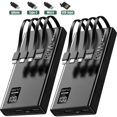 1/2PCS 40000mAh 66W Fast Charging Power Bank Portable Charger for iPhone Android