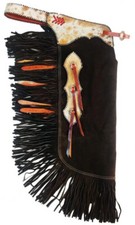 Brown Suede Leather Chinks With Hair On Cowhide Accent