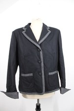 Bernard Zins 12 Juan Black Gray Trim Wool 3-Button Blazer Jacket Paris France