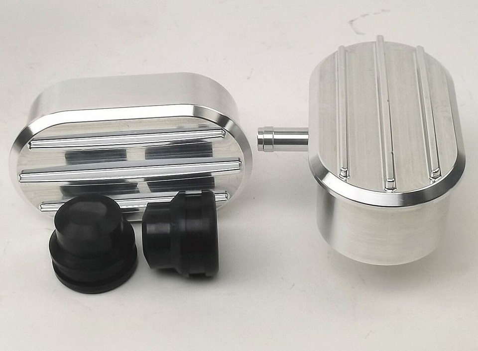 SBC Chevy Polished Finned Valve Covers + Breather PCV +Gaskets + 12