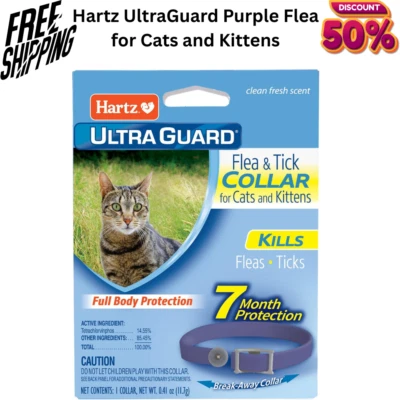 BRANDED Hartz UltraGuard Purple Flea & Tick Collar for Cats and Kittens - 7 Month Protec