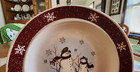 Jolly Snowmen Dessert Plates (pair) 6 1/2" Royal Seasons Stoneware White Red ! — photo 8